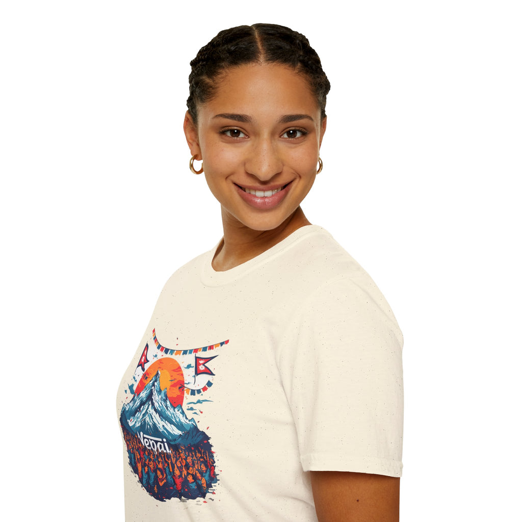 Nepal Mountain Sunrise T-Shirt — Retro Trekking Graphic Tee