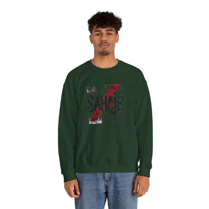 Crewneck Sweatshirt — 'Sahaje' Distressed Script Graphic