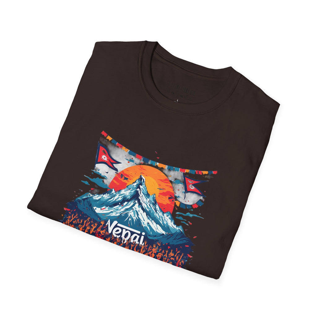 Nepal Mountain Sunrise T-Shirt — Retro Trekking Graphic Tee
