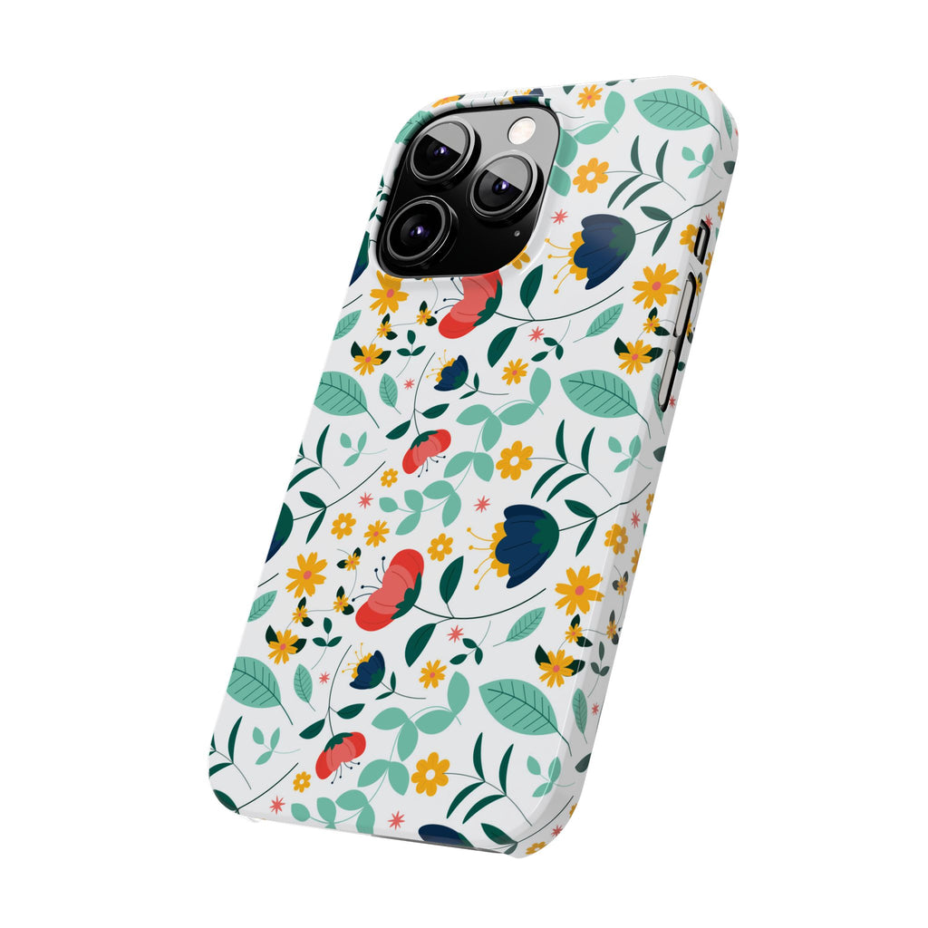 Floral Slim Phone Case — Colorful Folk Flower Pattern