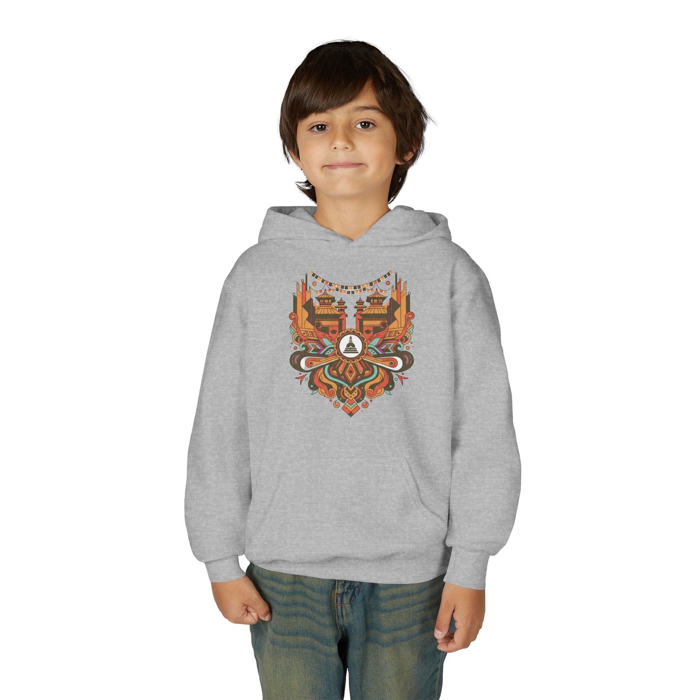 Youth Hoodie — Rustic Peace Mandala Graphic