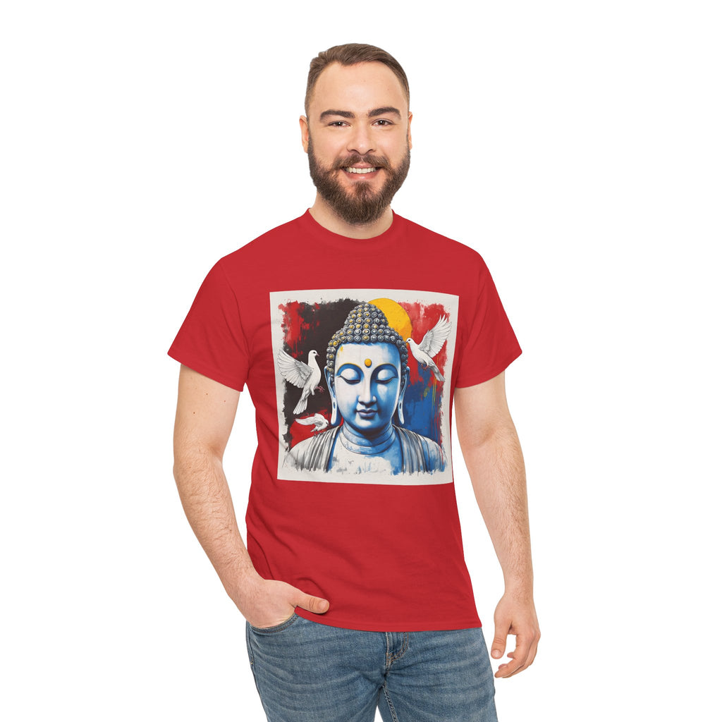 Buddha Peace Tee — Colorful Buddha & Doves Graphic T-Shirt