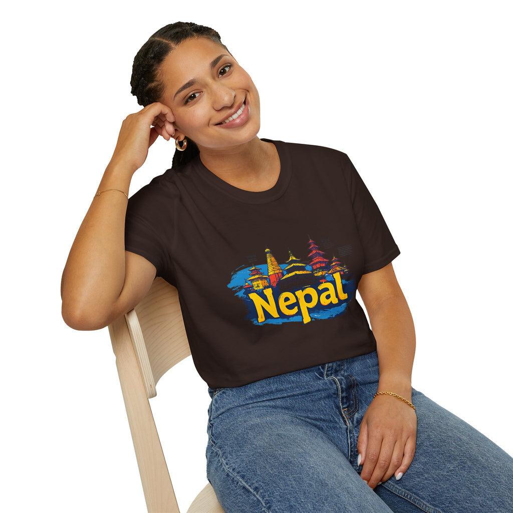 Nepal Temple Skyline T-Shirt – Nepali Cultural Heritage Graphic Tee, Travel & Spiritual Design