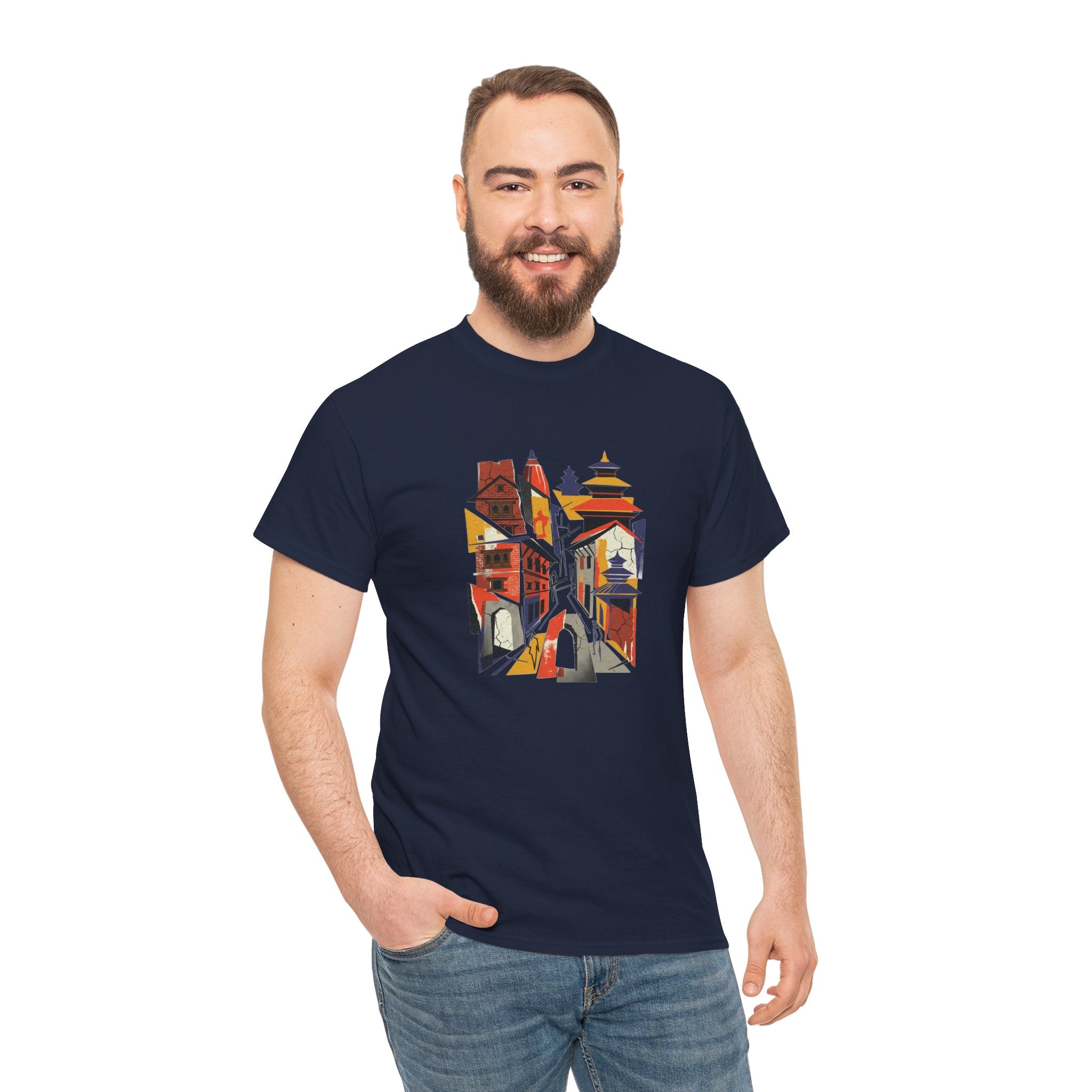 Cityscape Abstract Tee — Colorful Urban Architecture Graphic T‑Shirt