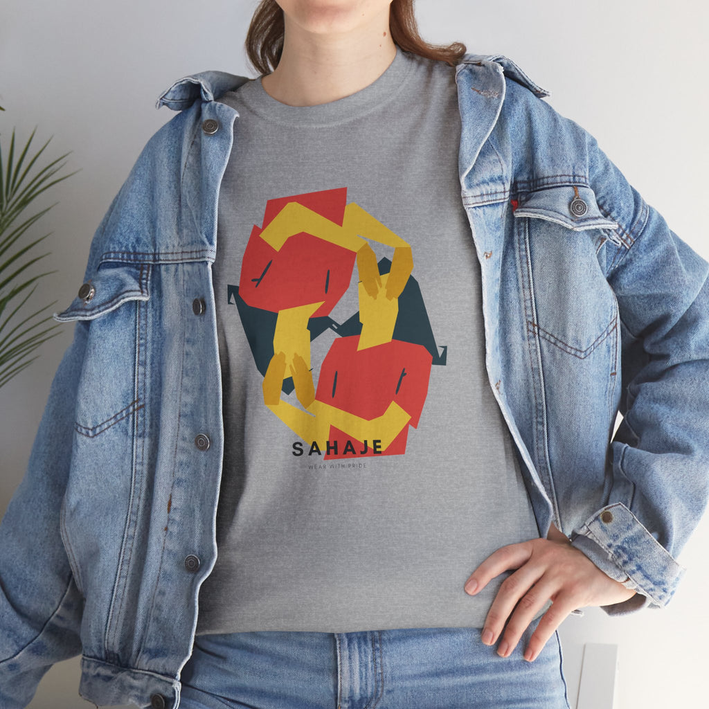 Foxes in Hexagon Graphic Tee — Minimal Geometric Animal Shirt