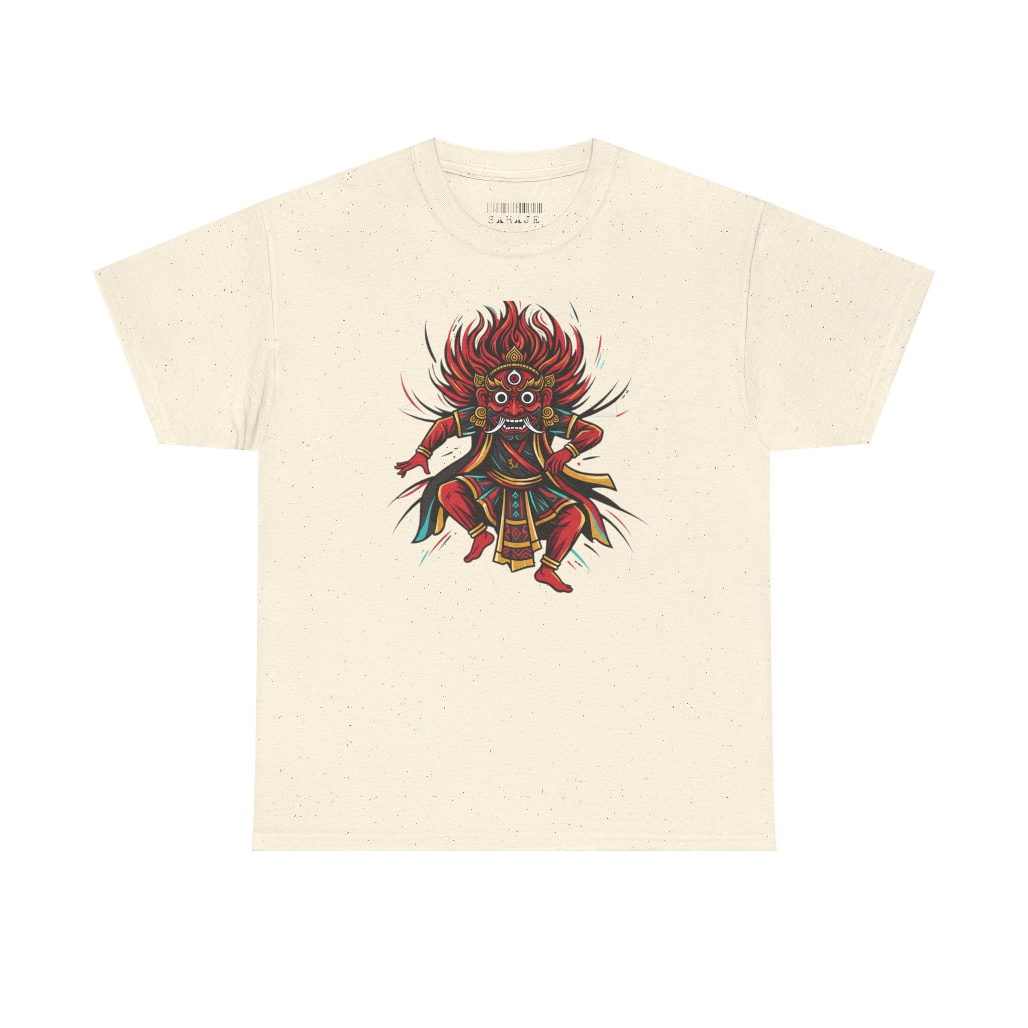 T-Shirt — Fierce Red Oni Demon Graphic Tee (Mythic Japanese Mask Design)