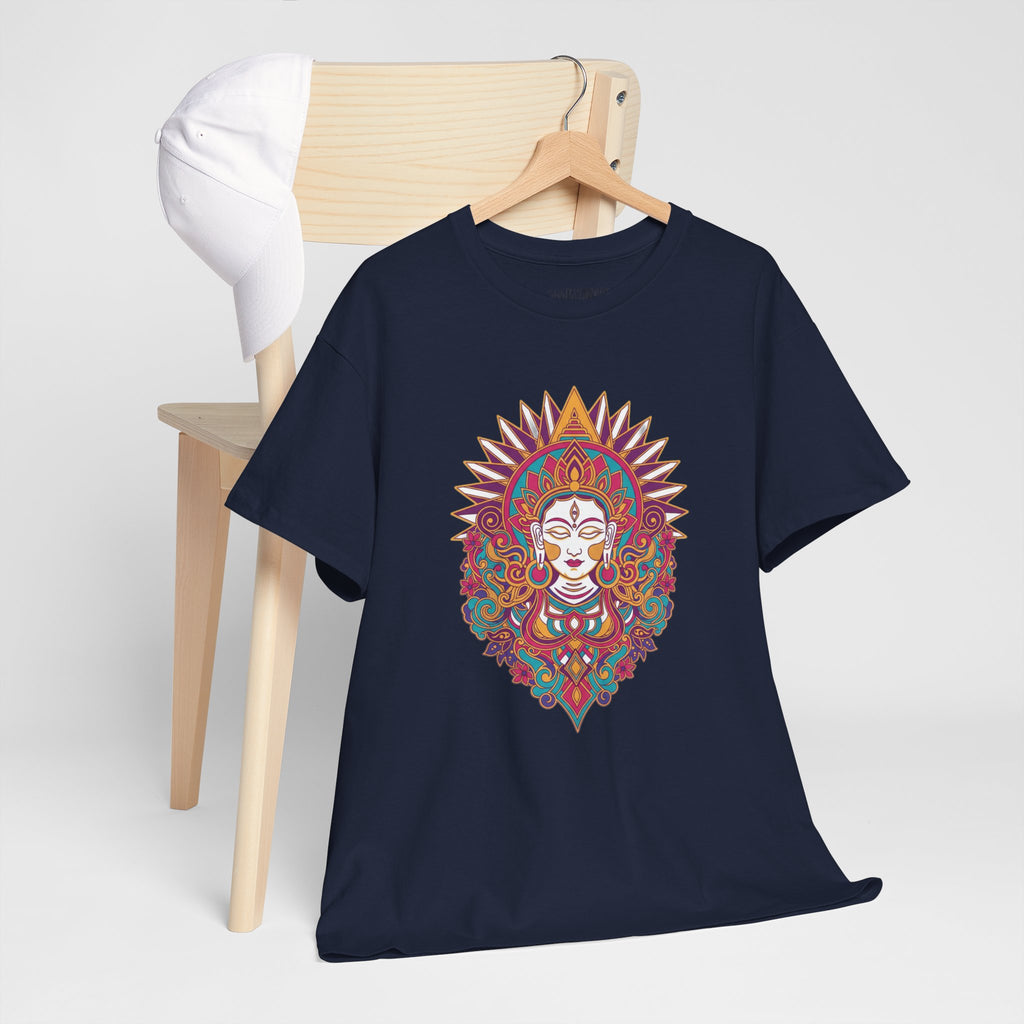 Spiritual Goddess Sun Mandala Tee — Colorful Boho Yoga T‑Shirt