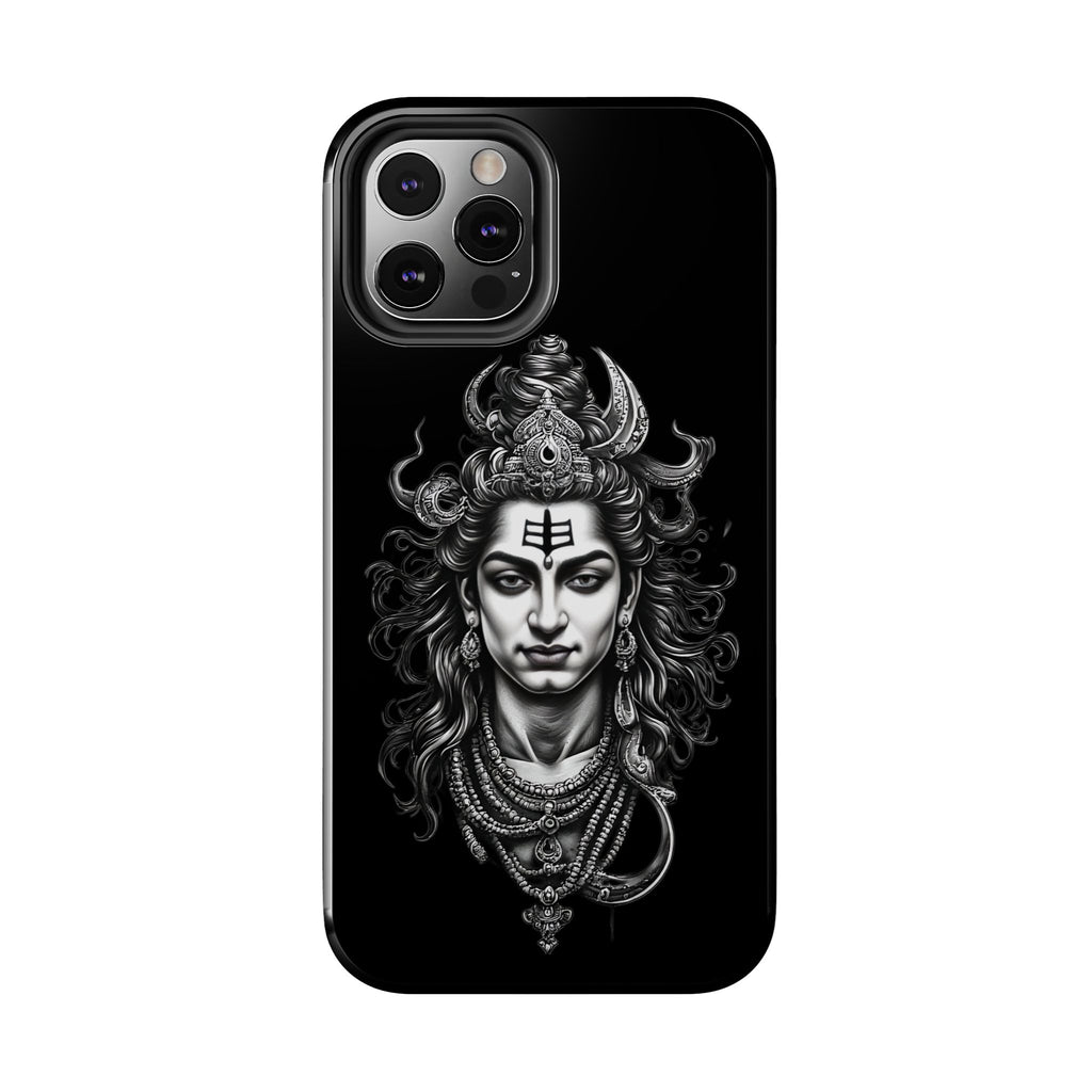 Phone Case — Intricate Lord Shiva Illustration on Black Tough Case