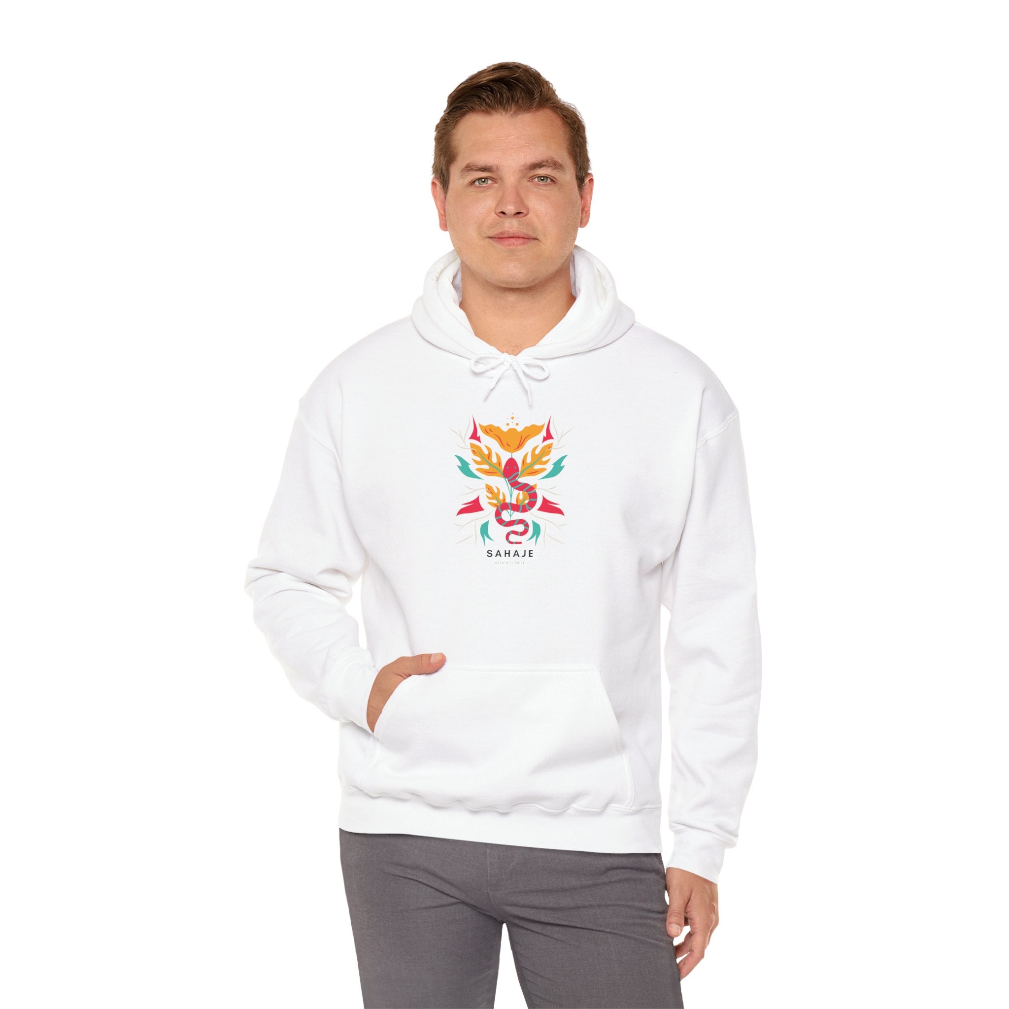 Floral Snake Hoodie — Colorful Serpent & Bloom Graphic Sweatshirt
