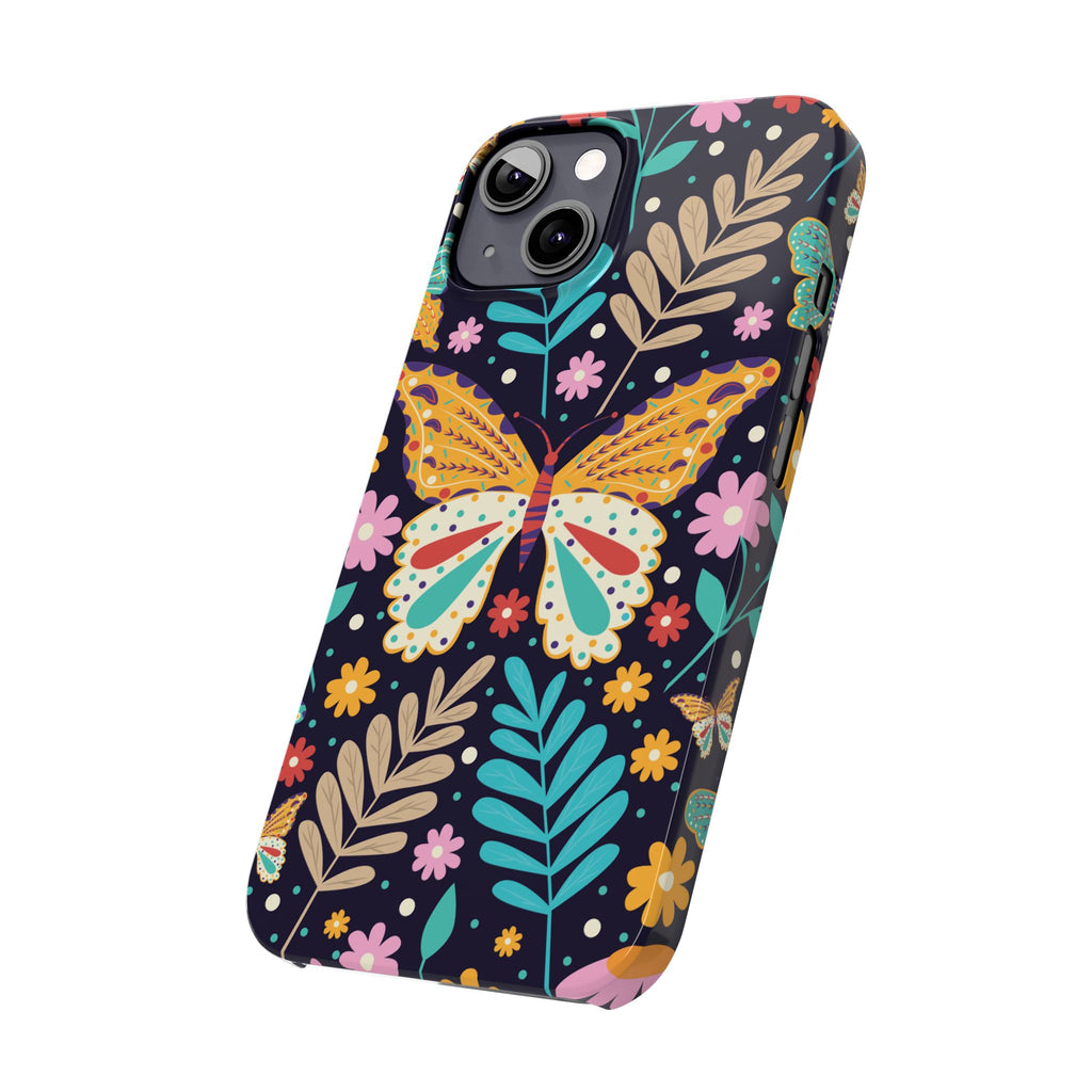 Butterfly Floral Slim Phone Case — Colorful Boho Garden Design