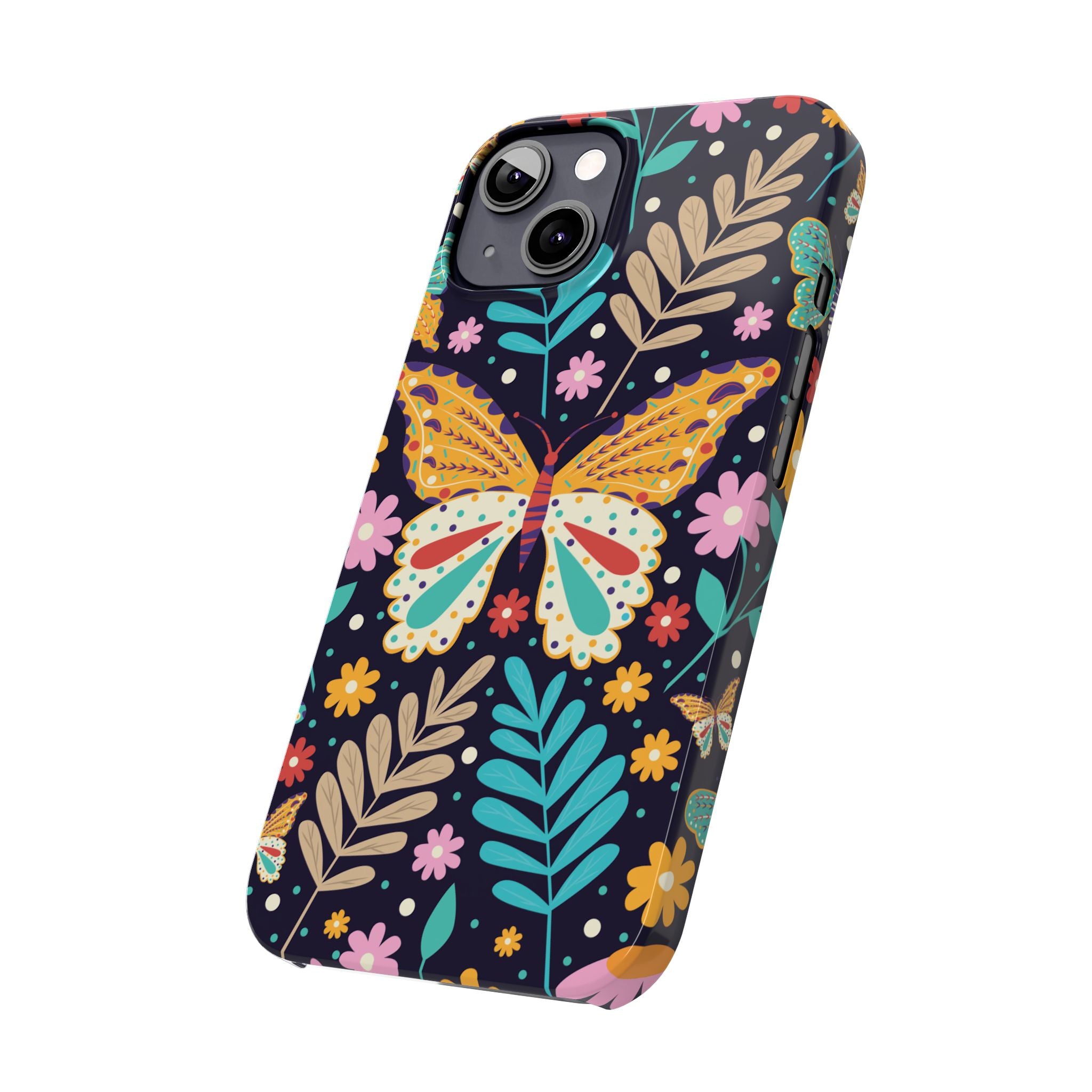 Butterfly Floral Slim Phone Case — Colorful Boho Garden Design
