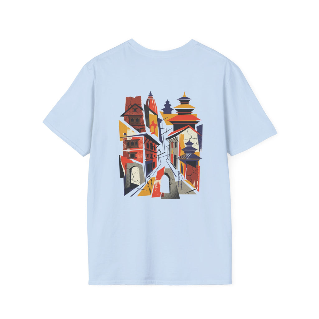 Nepal Street Scene T-Shirt — Colorful Kathmandu Illustration Tee