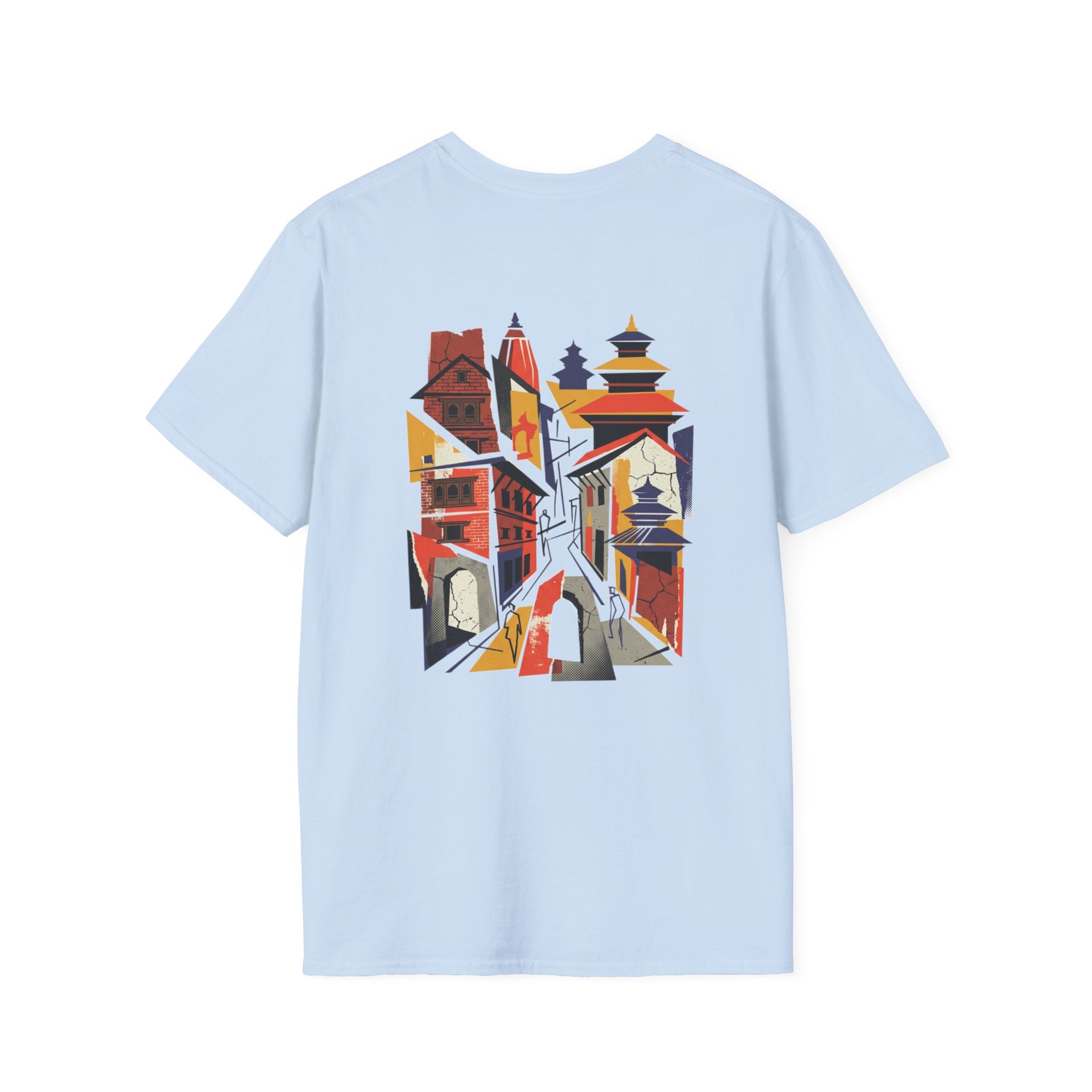 Nepal Street Scene T-Shirt — Colorful Kathmandu Illustration Tee