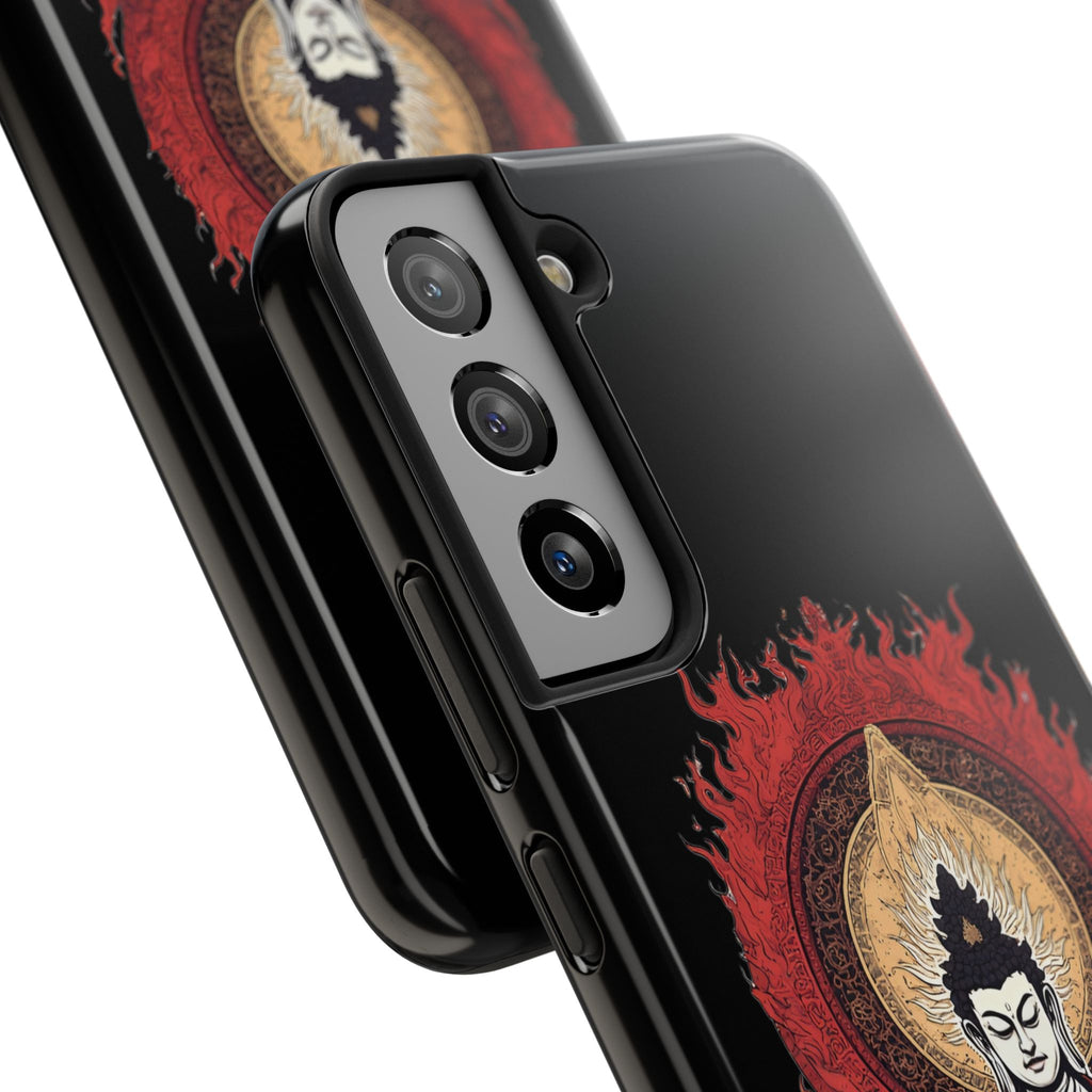 Buddha Meditation Tough Phone Case — Flame Halo Lotus Spiritual Protective Cover
