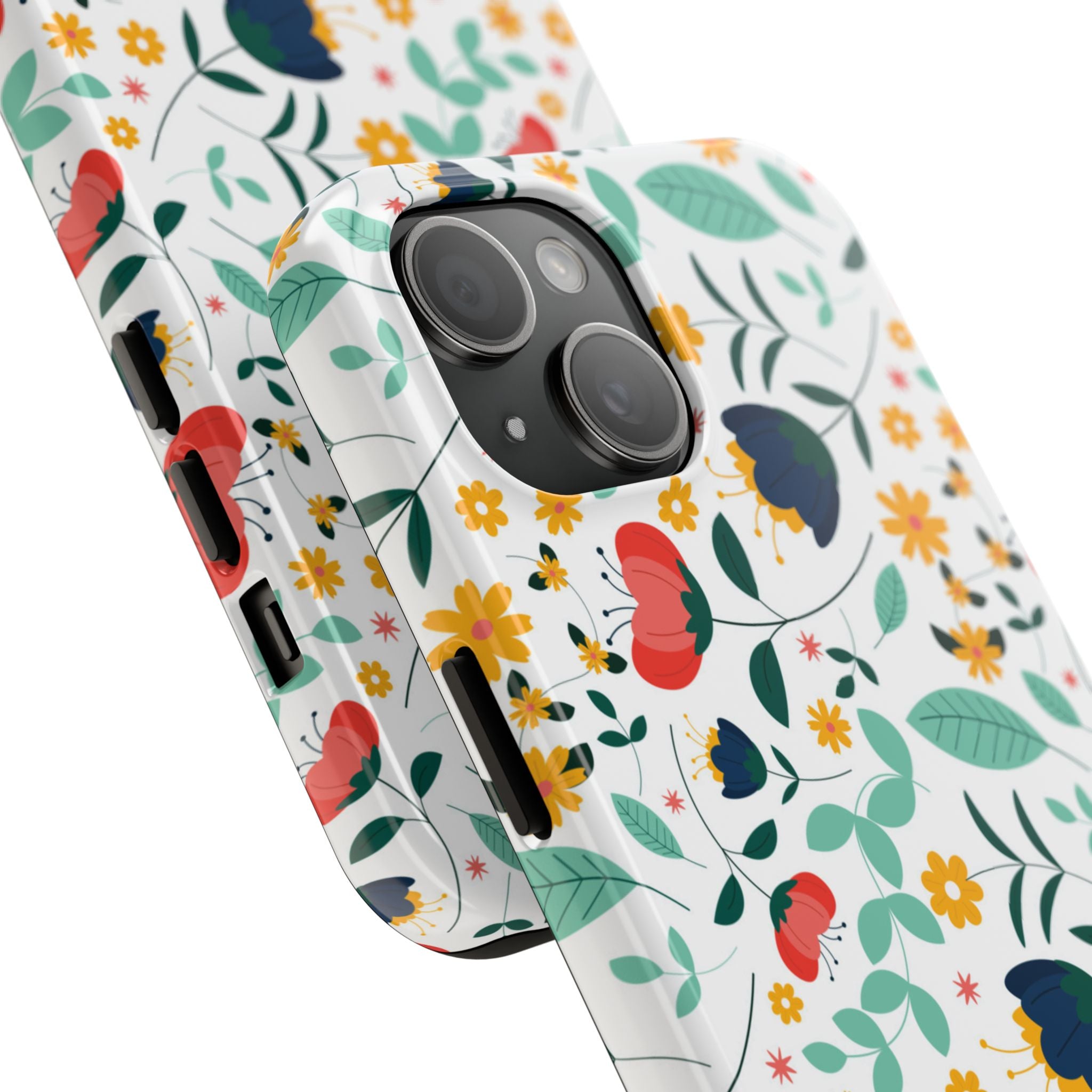 Floral Pattern Tough Phone Case — Colorful Spring Flowers Phone Cover