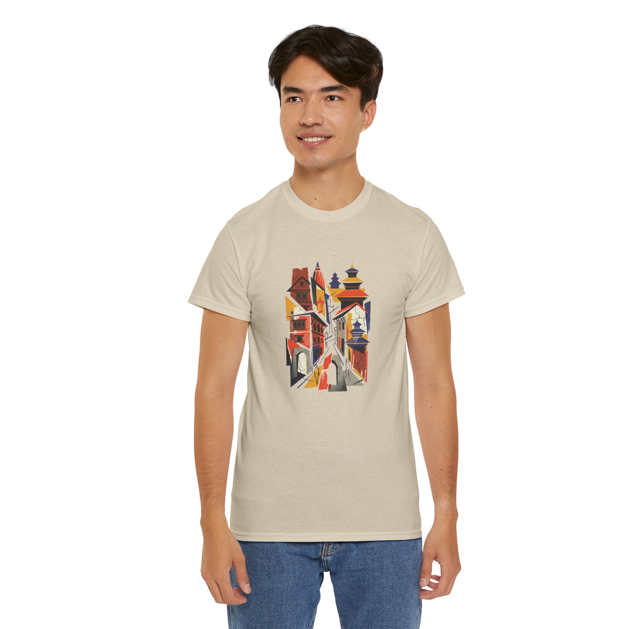 Cityscape Abstract Tee — Colorful Urban Architecture Graphic T‑Shirt