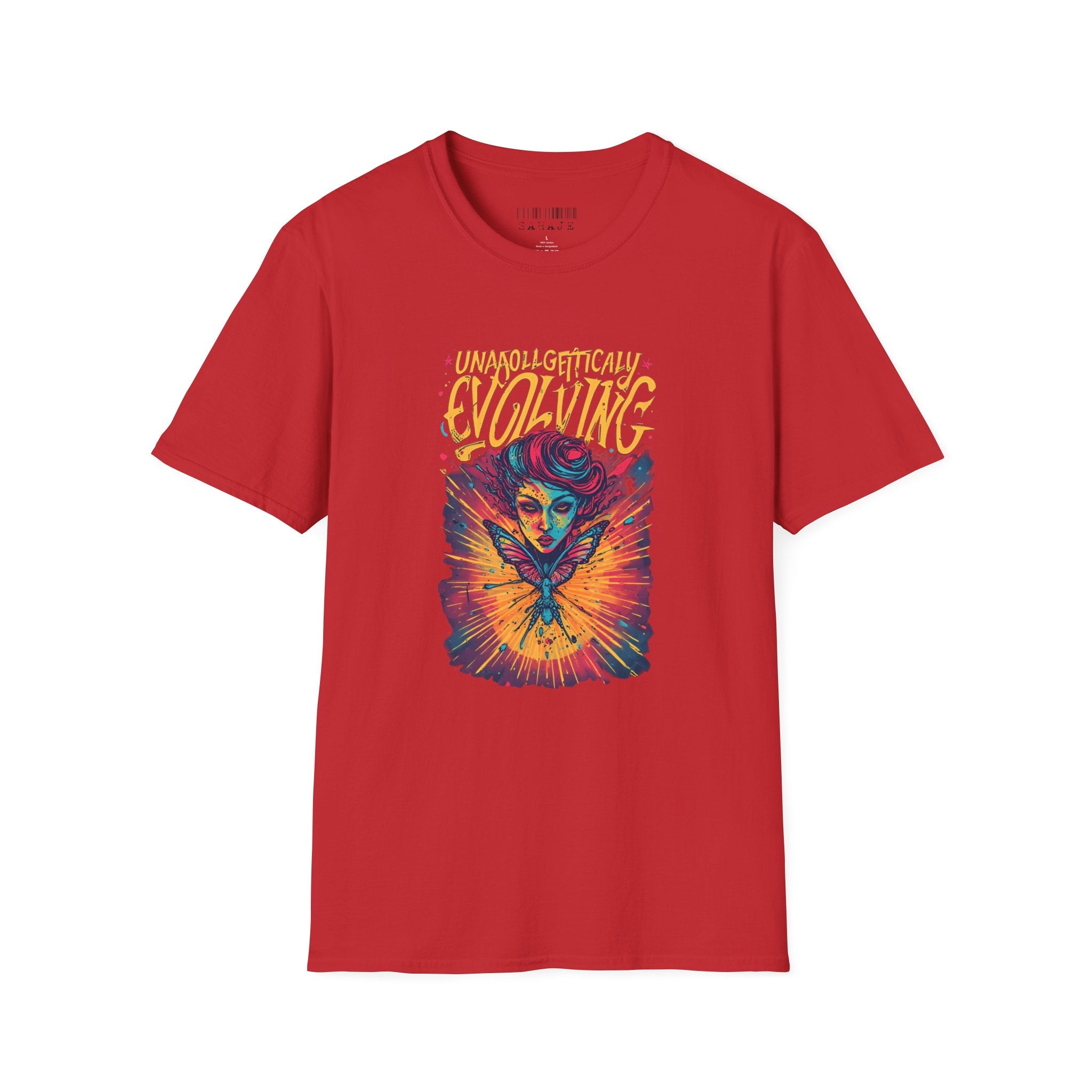 Unapologetically Evolving T-Shirt — Vibrant Butterfly Woman Graphic Tee