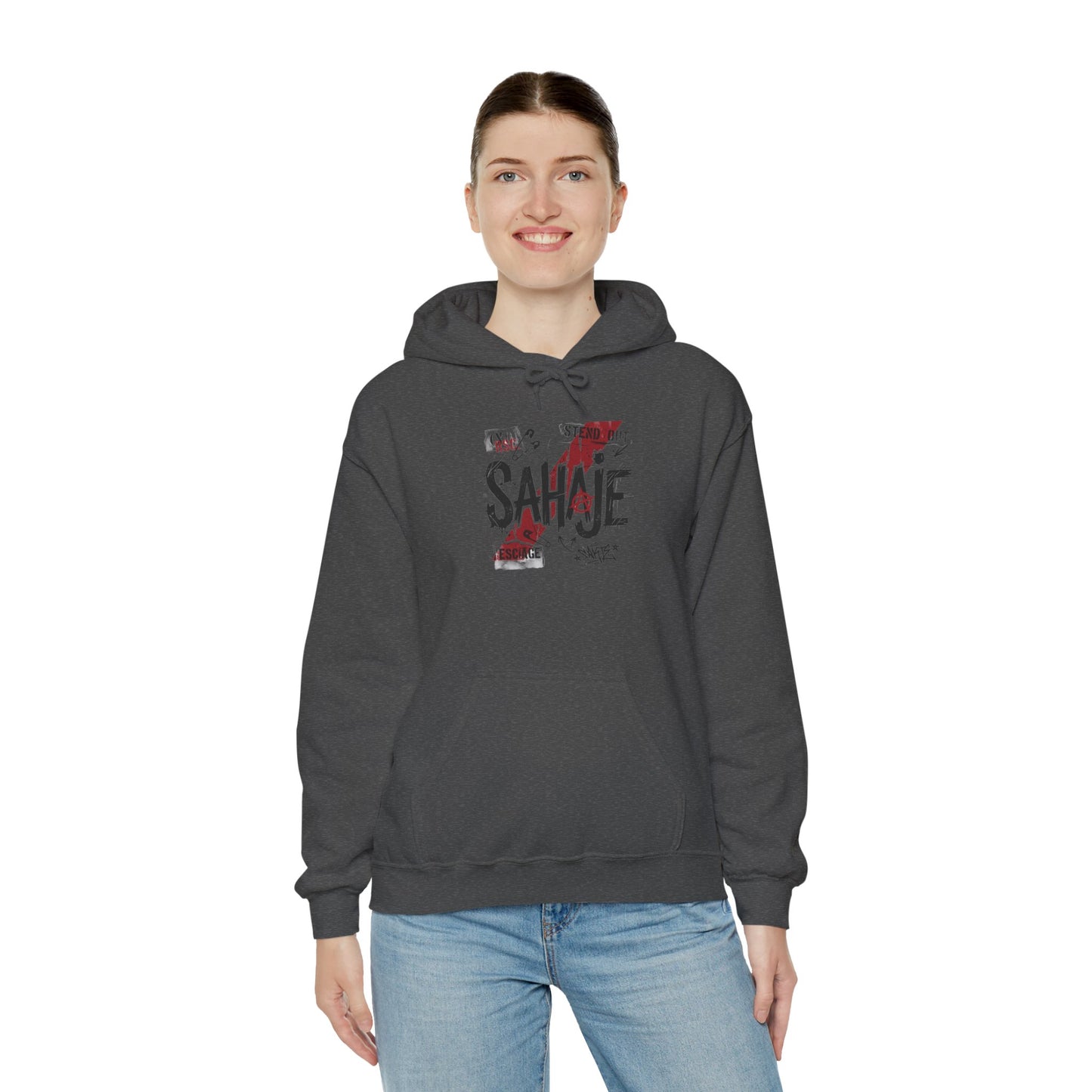 Sahaje Graphic Hoodie – Distressed Vintage Script Pullover
