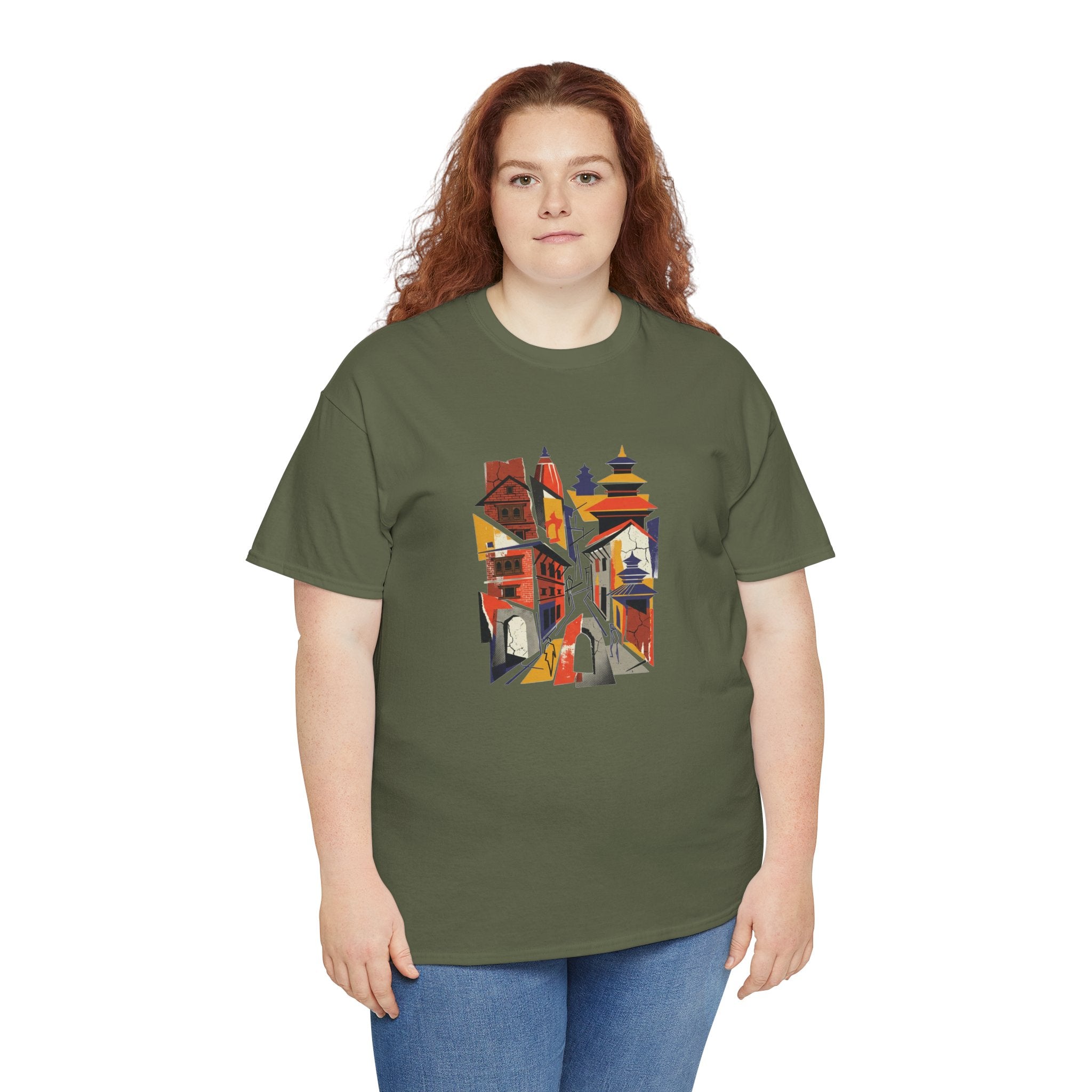 Cityscape Abstract Tee — Colorful Urban Architecture Graphic T‑Shirt