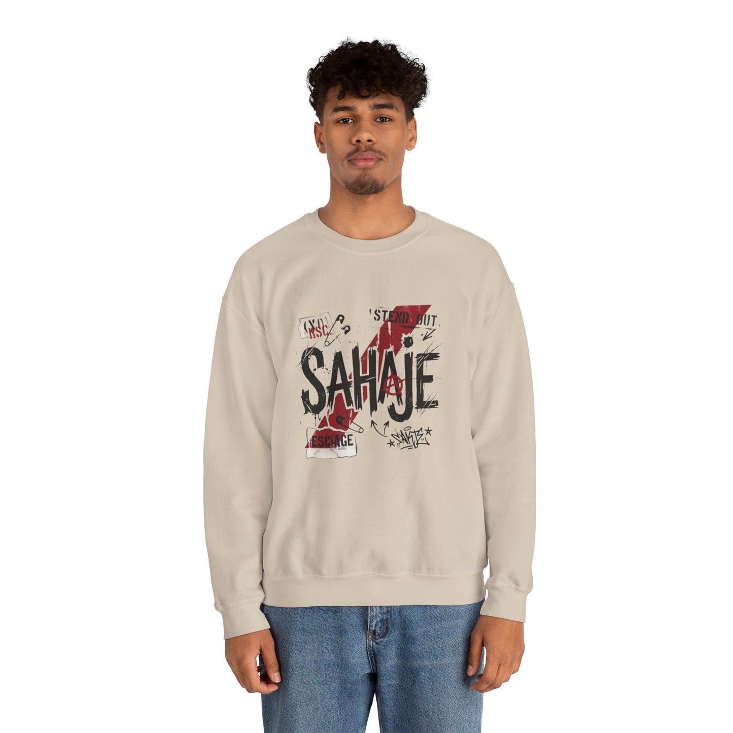 Sahaje Graphic Crewneck Sweatshirt – Streetwear Logo Pullover
