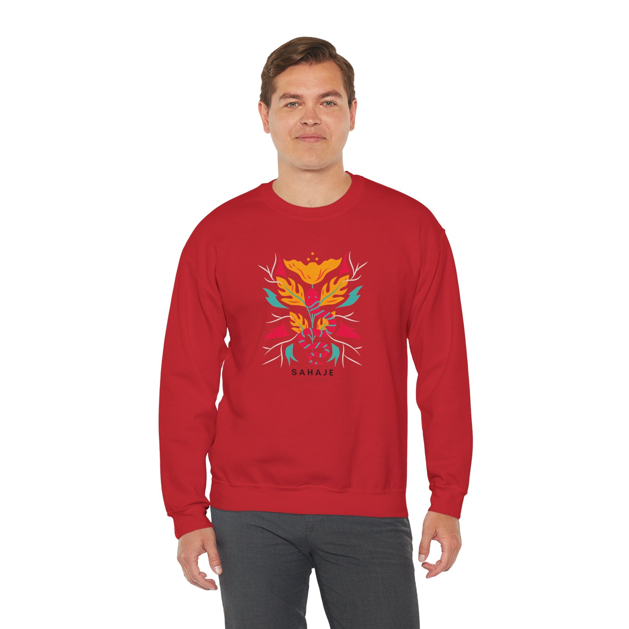 Sahajé Floral Snake Crewneck Sweatshirt — Colorful Botanical Serpent Graphic