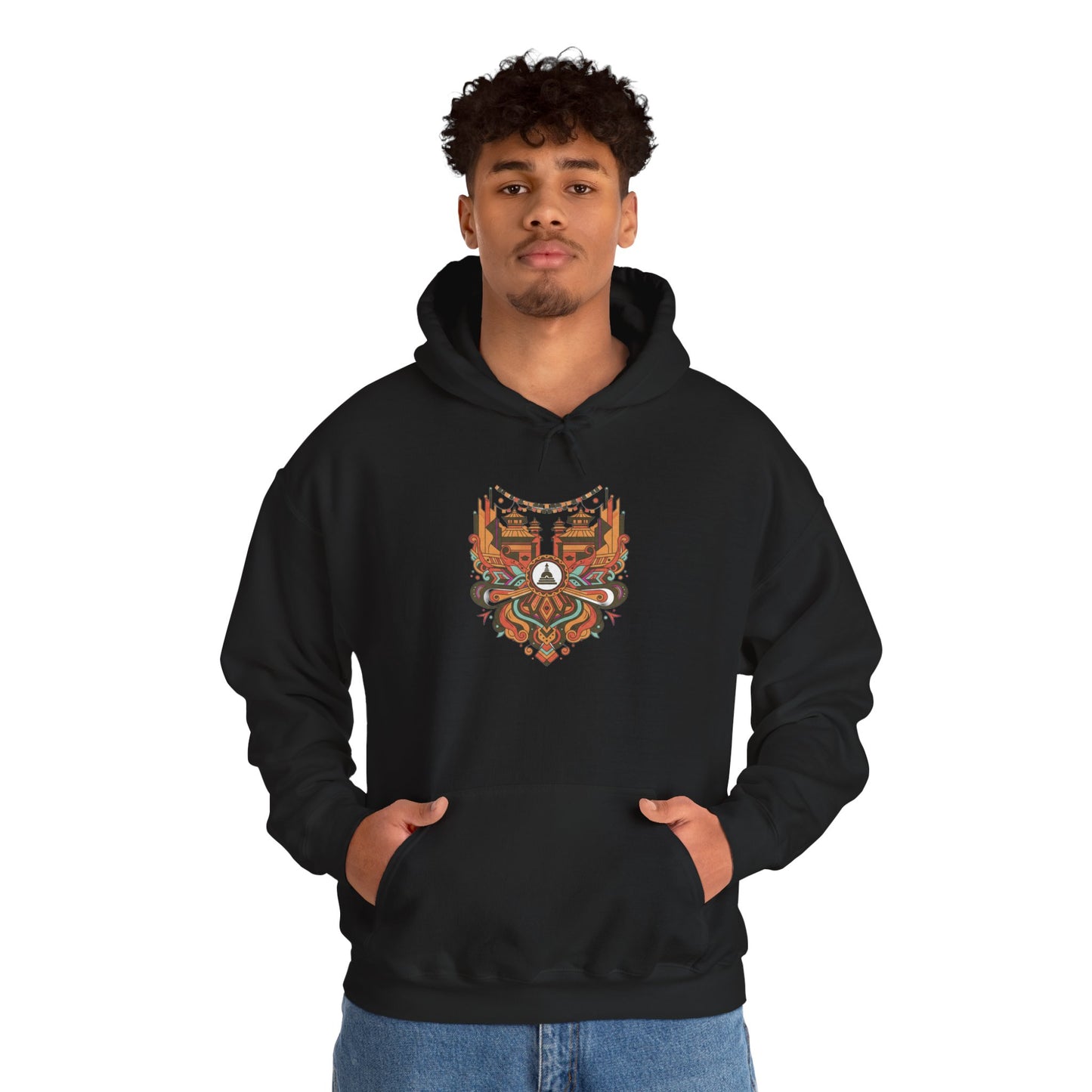 Spiritual Mandala Buddha Hoodie — Colorful Meditation Graphic Sweatshirt