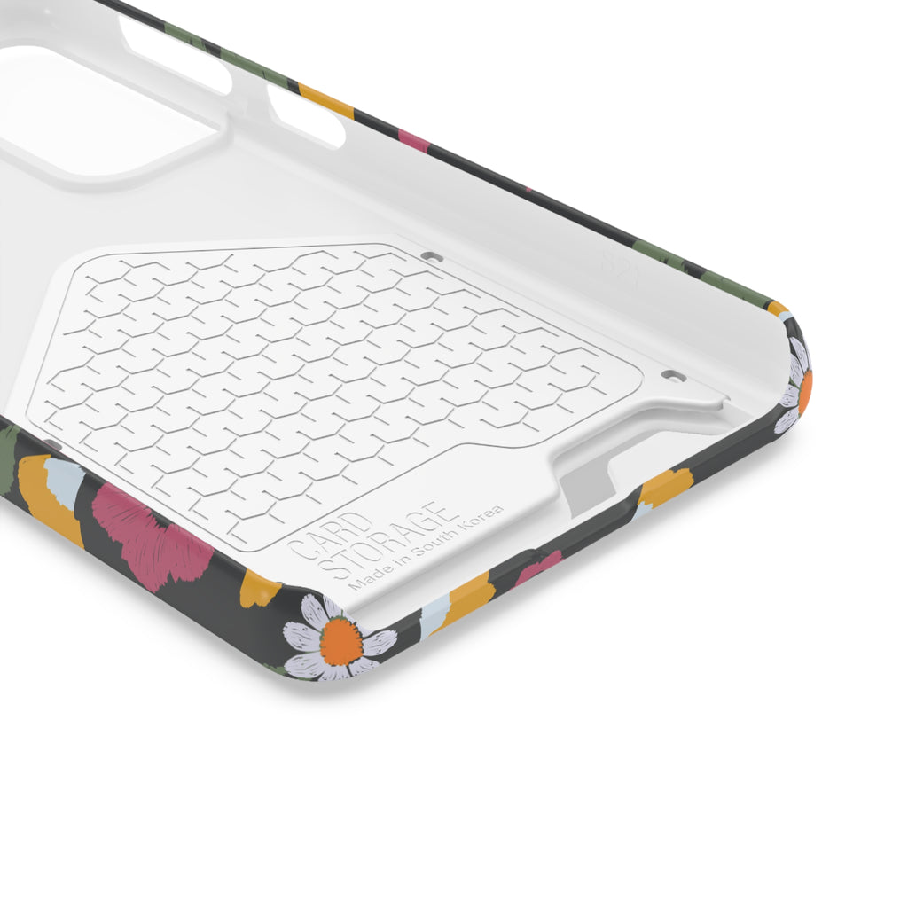 Floral Phone Case with Card Holder, Stylish Smartphone Accessory, Gifts for Her, Trendy Floral Design, Perfect for Spring & Summer