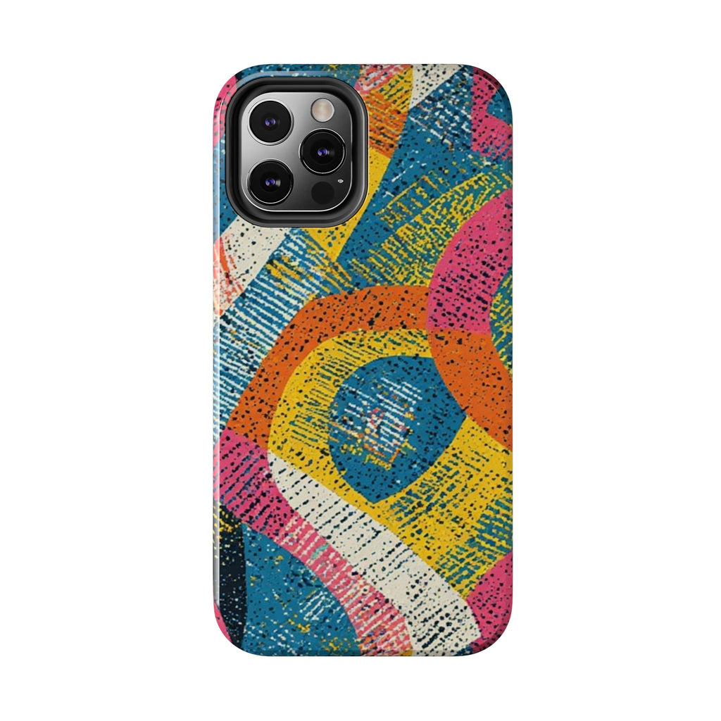Bold Retro Abstract Tough Phone Case — Colorful Geometric Protective Cover