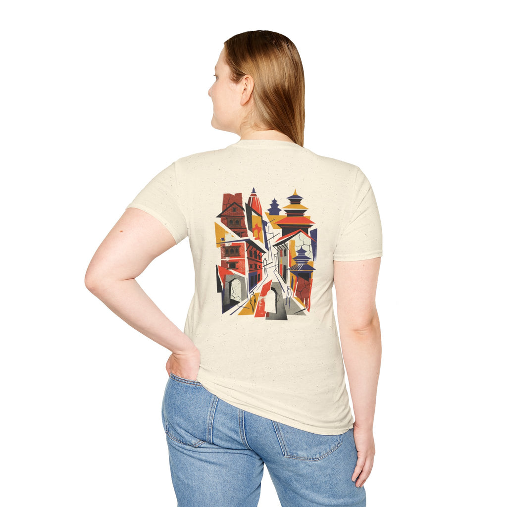 Nepal Street Scene T-Shirt — Colorful Kathmandu Illustration Tee