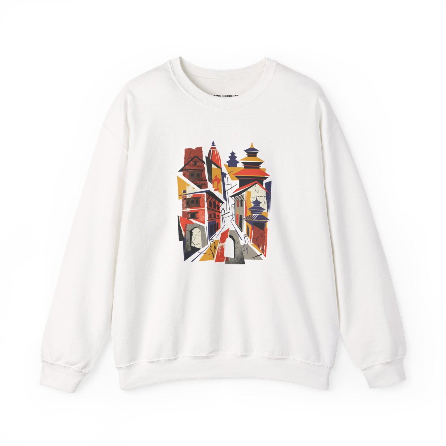 Architectural Cityscape Crewneck Sweatshirt — Abstract Urban Alley Art