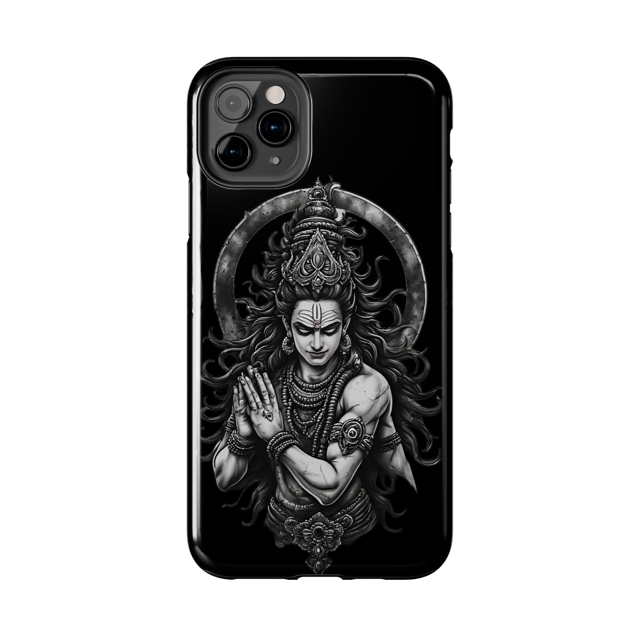 Shiva Tough Phone Case — Black Protective Hindu Deity Design