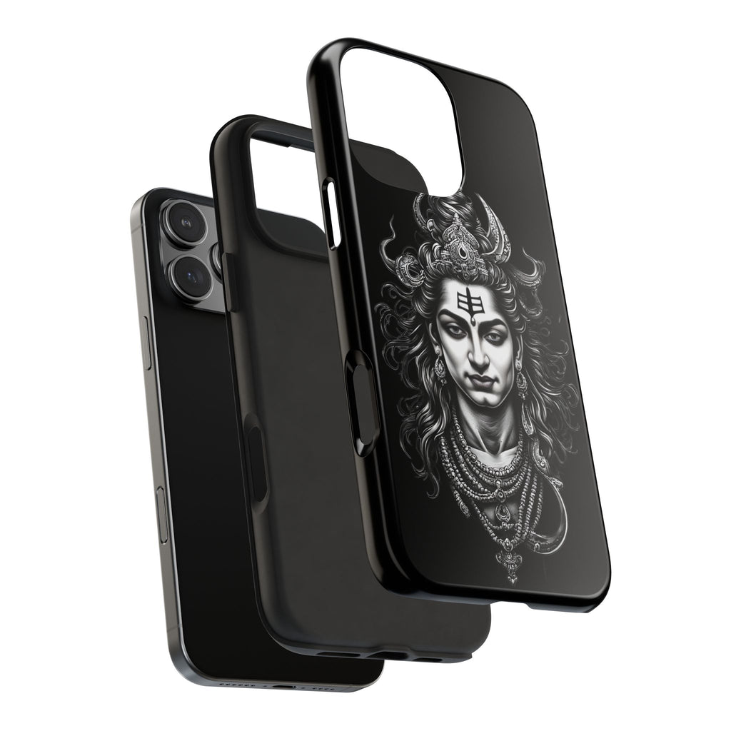 Phone Case — Intricate Lord Shiva Illustration on Black Tough Case