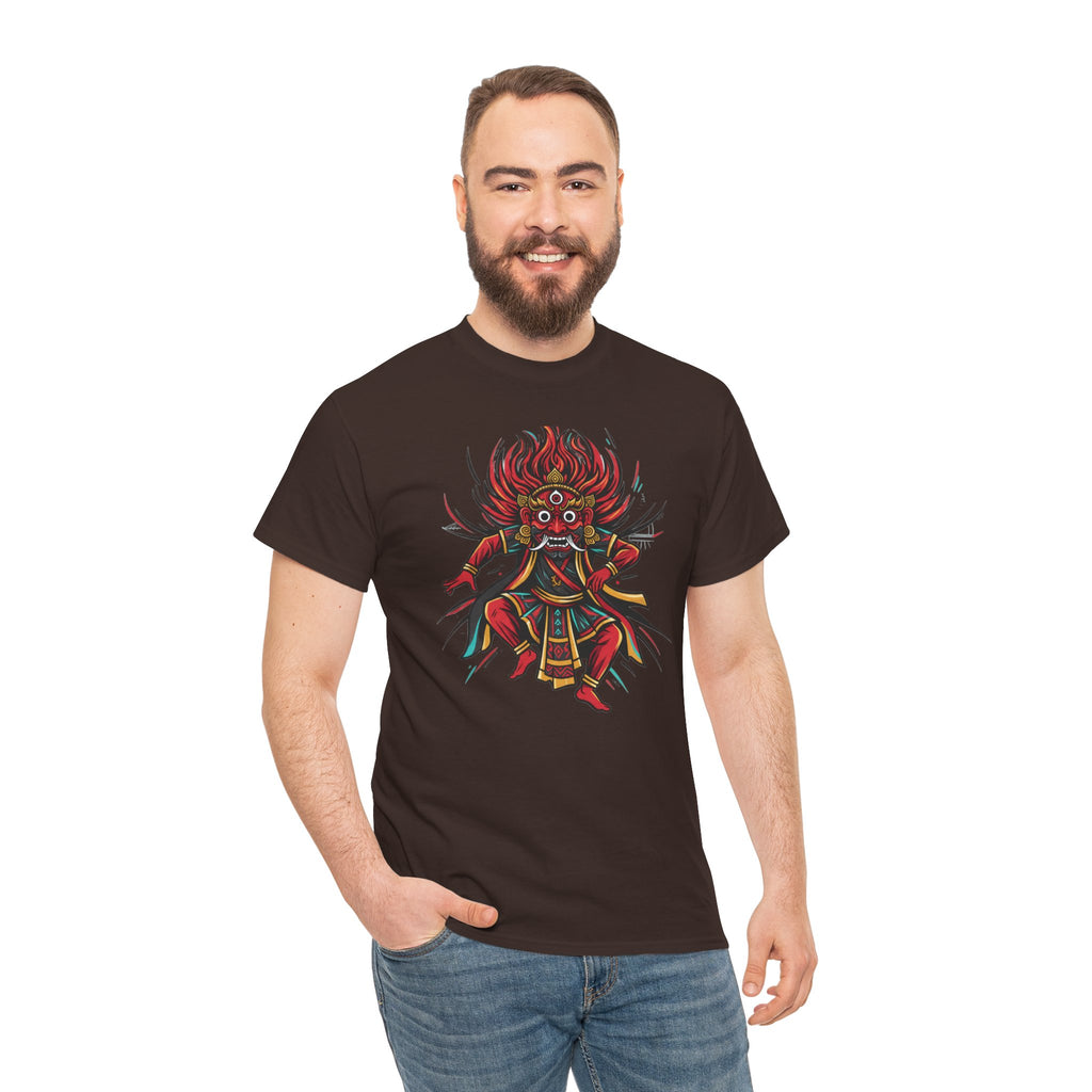 T-Shirt — Fierce Red Oni Demon Graphic Tee (Mythic Japanese Mask Design)