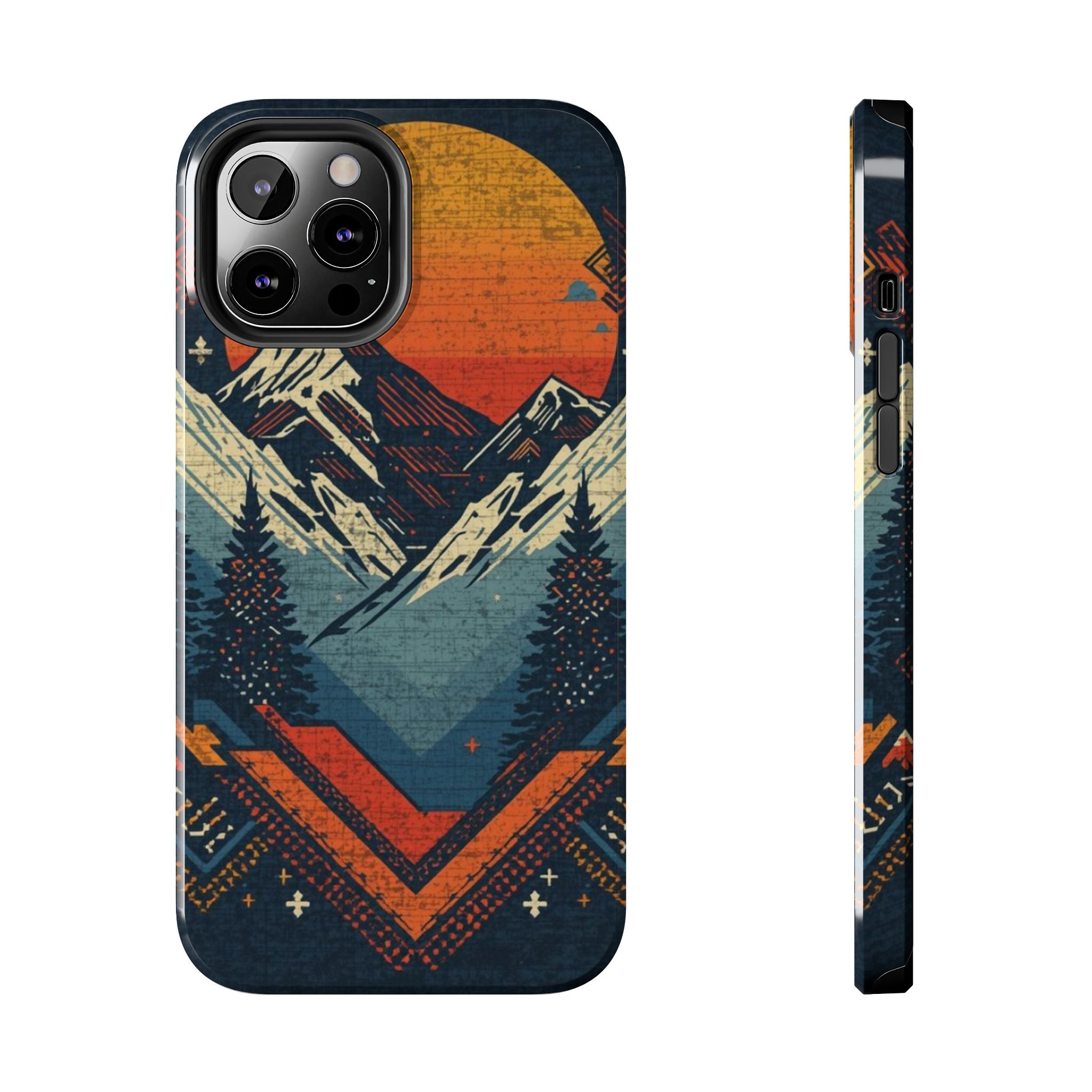 Tough Phone Case — Retro Mountain Sunset Design