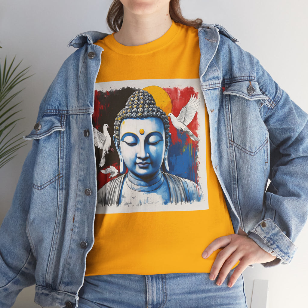 Buddha Peace Tee — Colorful Buddha & Doves Graphic T-Shirt