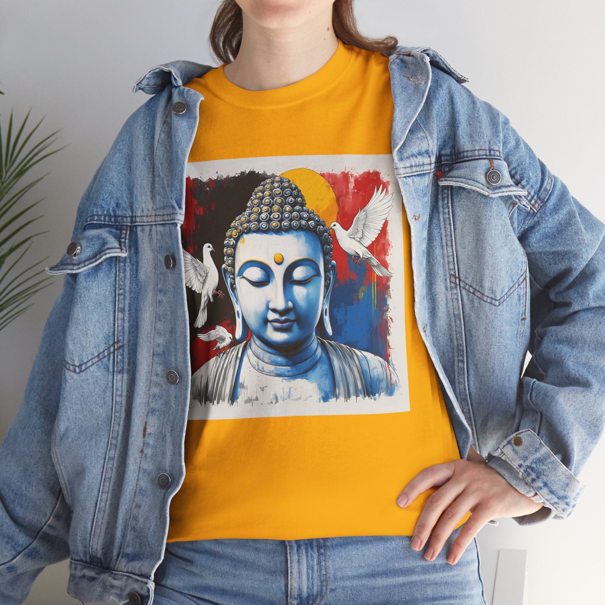Buddha Peace Tee — Colorful Buddha & Doves Graphic T-Shirt