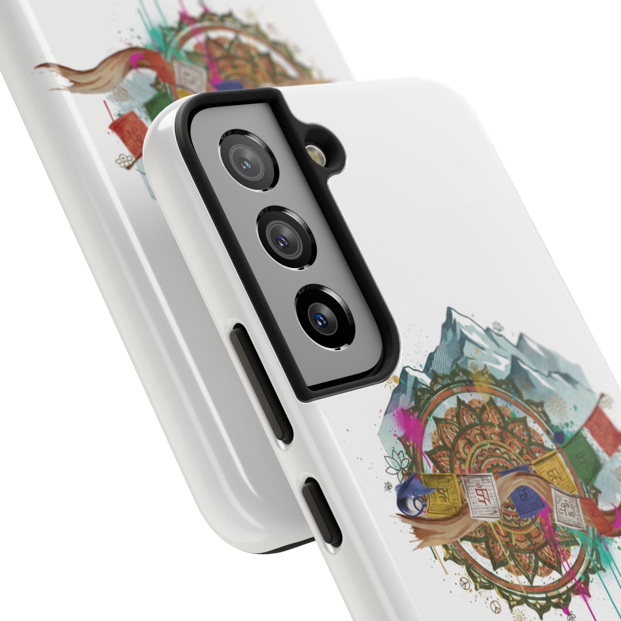 Mountain Compass Tough Phone Case with Prayer Flags & Fish Design