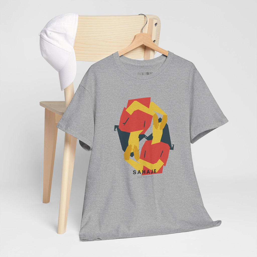 Foxes in Hexagon Graphic Tee — Minimal Geometric Animal Shirt