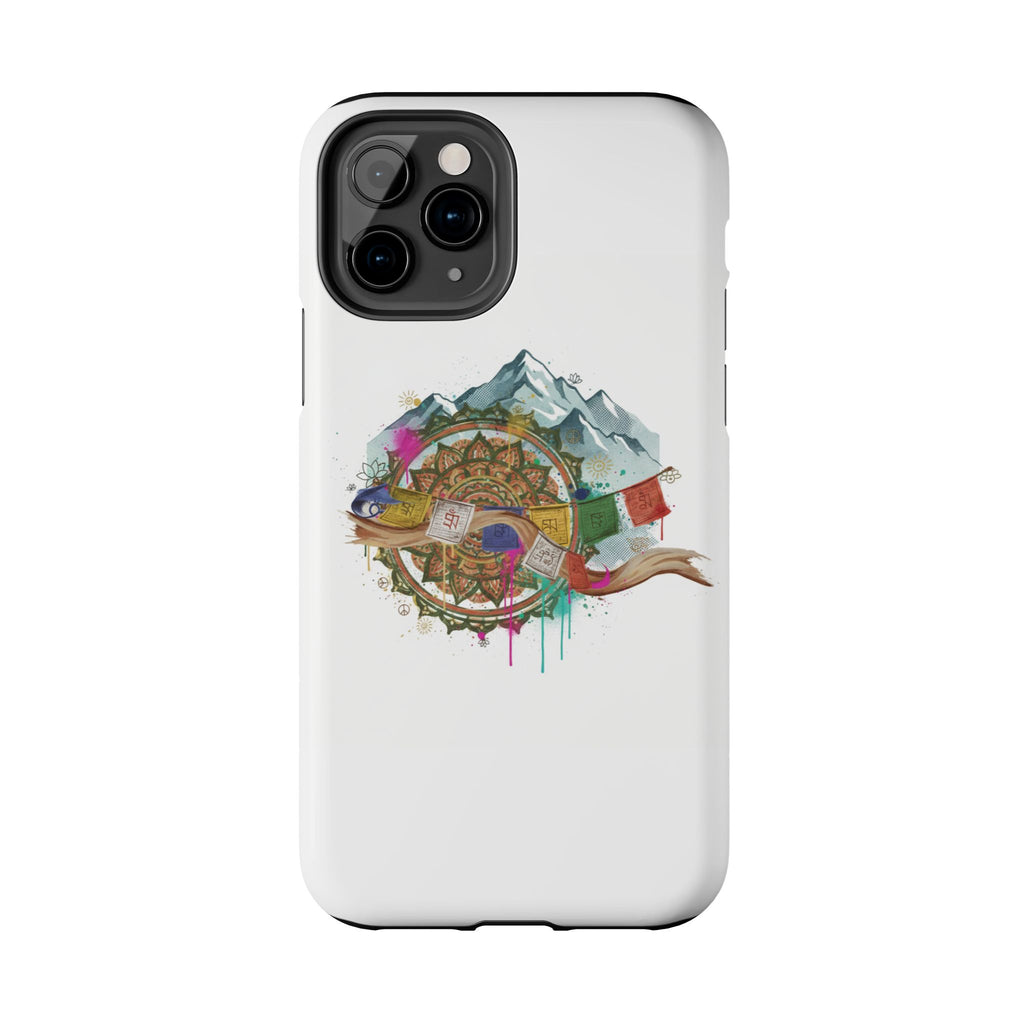 Mountain Compass Tough Phone Case with Prayer Flags & Fish Design