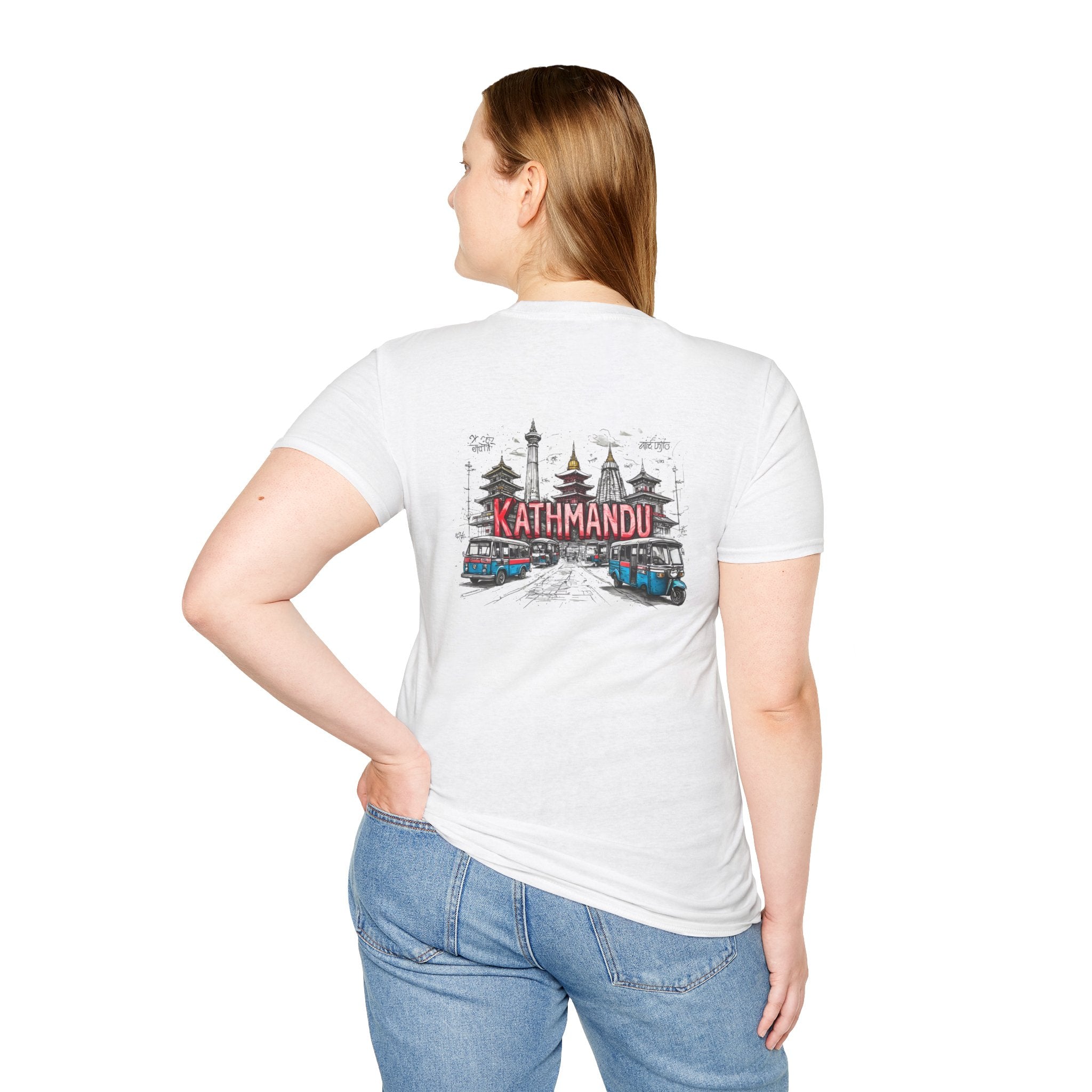 Kathmandu Travel T-Shirt — Nepali Temple & Vintage Jeep Graphic tee