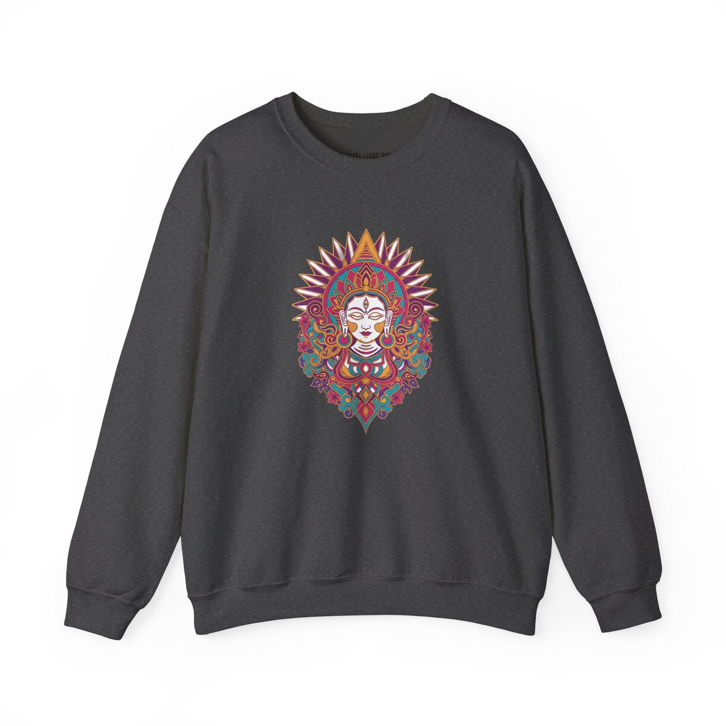 Crewneck Sweatshirt — Colorful Mandala Goddess Graphic