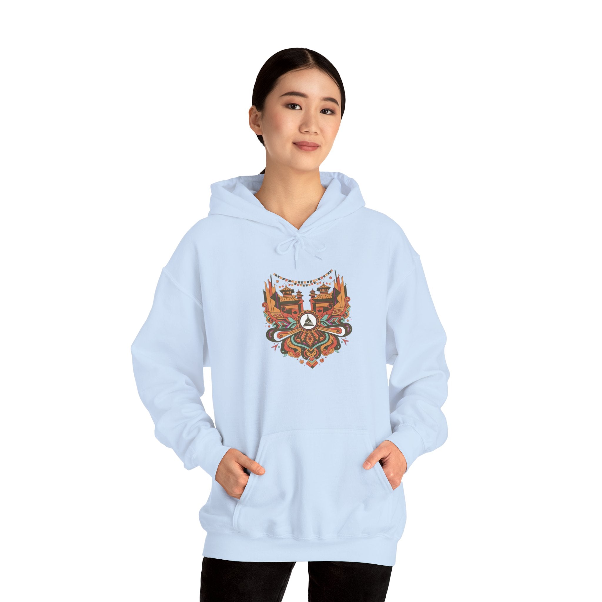 Spiritual Mandala Buddha Hoodie — Colorful Meditation Graphic Sweatshirt