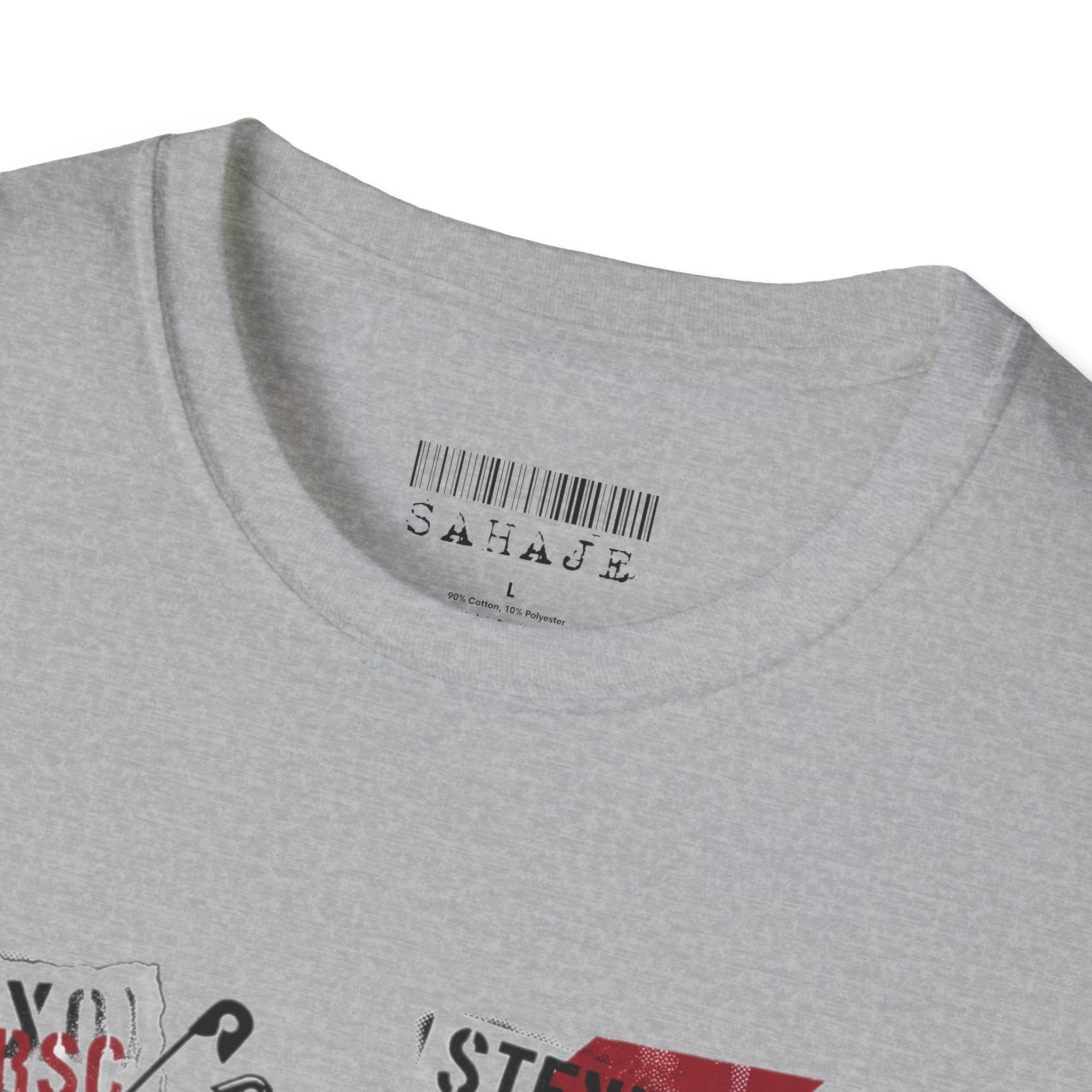 SAHAJE Graphic T‑Shirt — Distressed Red Accent Streetwear Tee