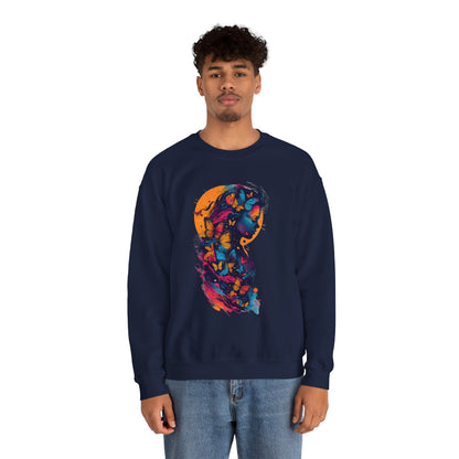 Butterfly Silhouette Crewneck Sweatshirt — Colorful Butterfly Profile Graphic