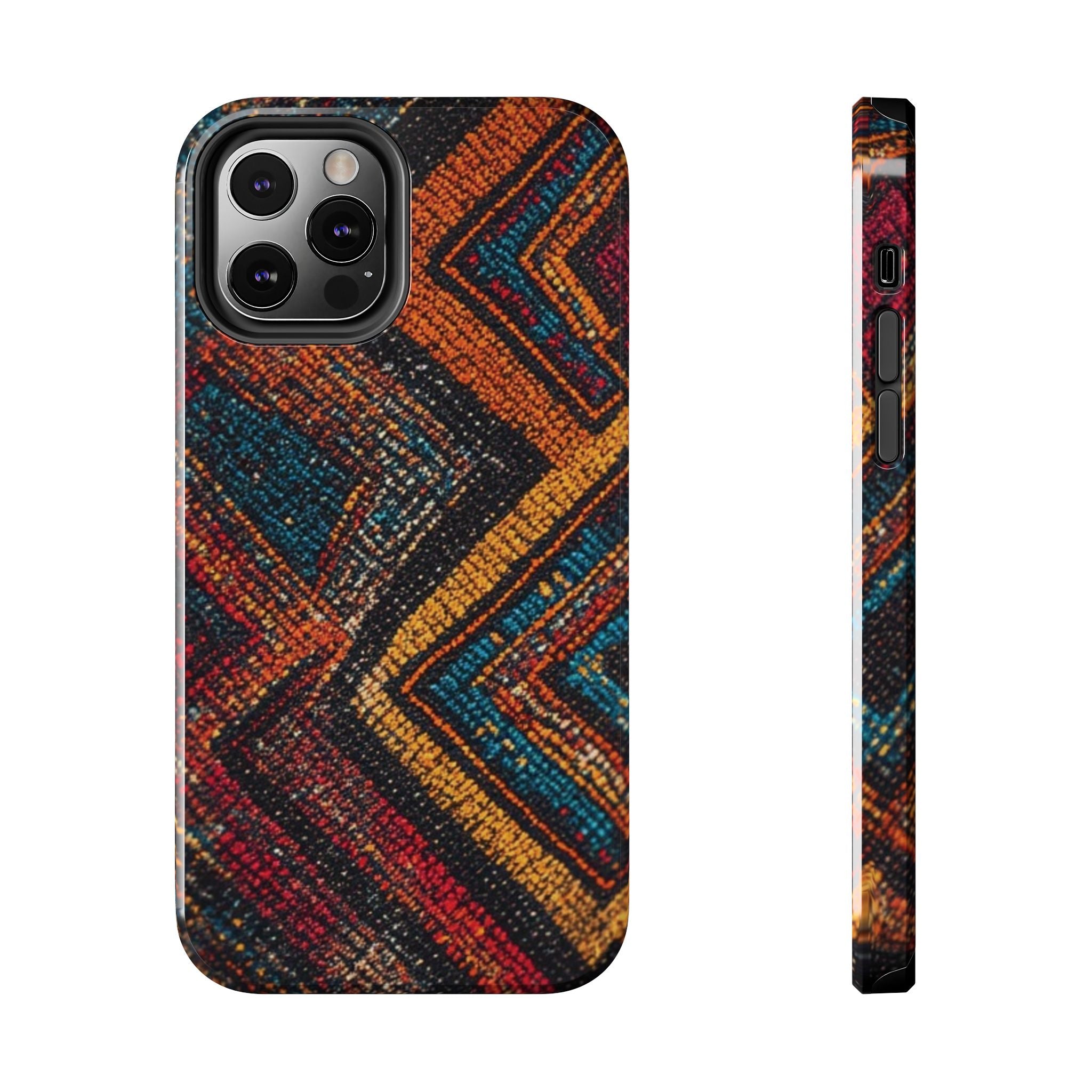Tough Phone Case — Boho Geometric Rug Pattern, Protective iPhone Cover