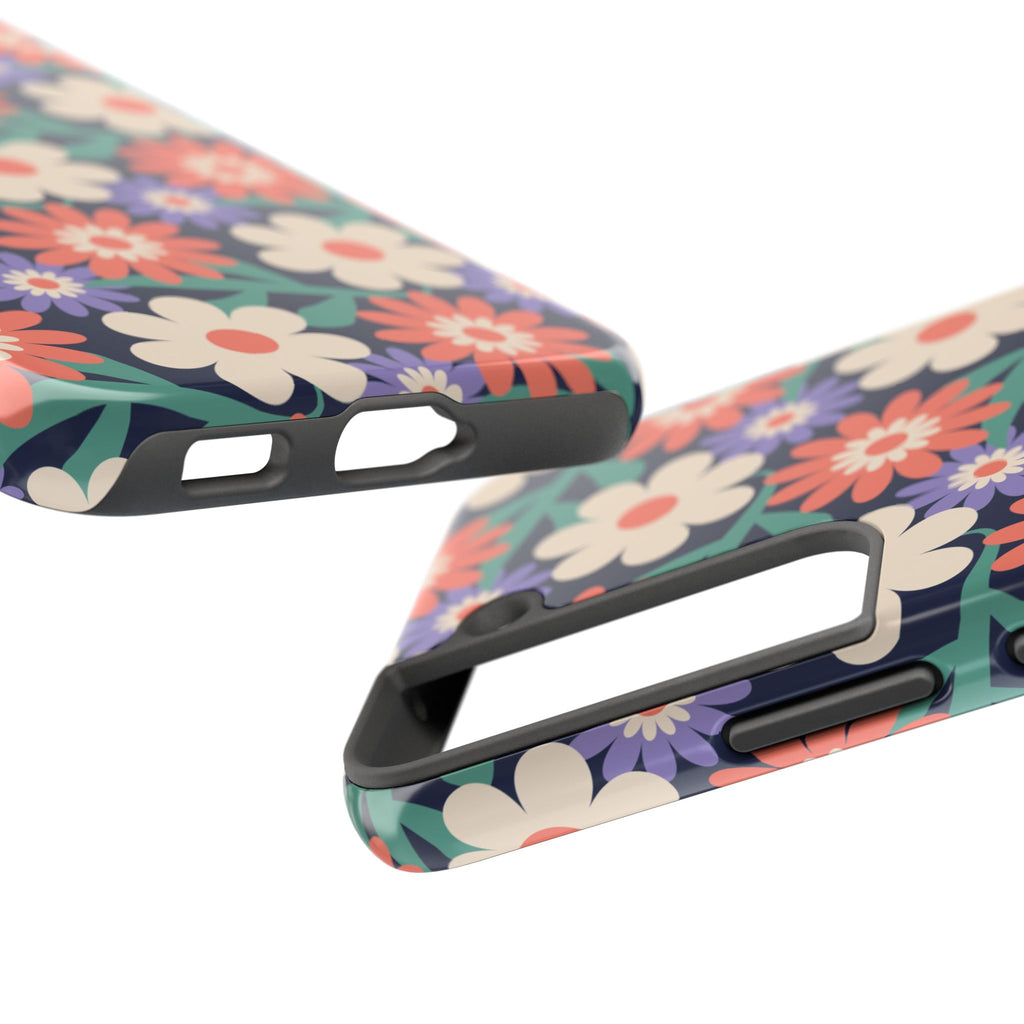 Floral Tough Phone Case — Retro Daisies Protective Phone Cover