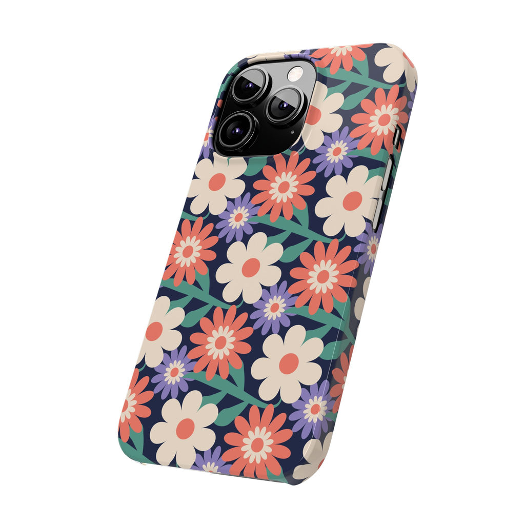 Floral Retro Slim Phone Case – Navy Ditsy Flowers