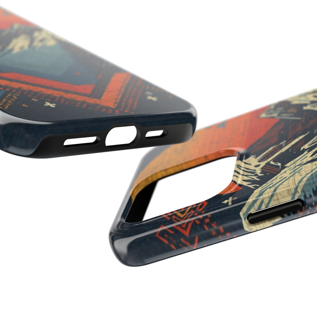 Tough Phone Case — Retro Mountain Sunset Design