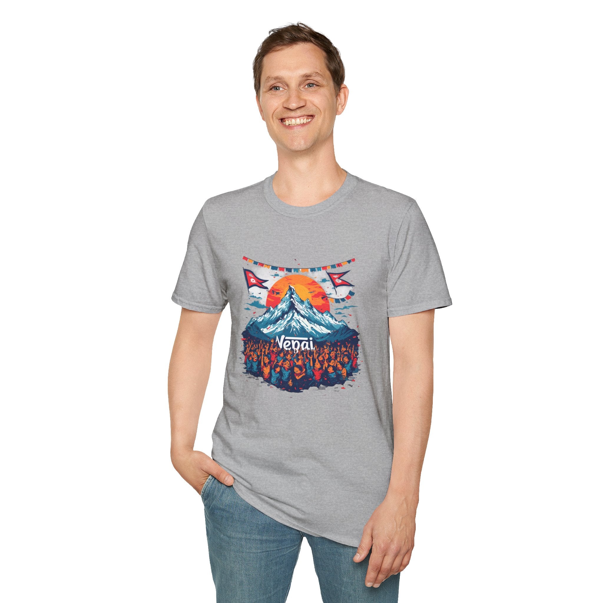 Nepal Mountain Sunrise T-Shirt — Retro Trekking Graphic Tee