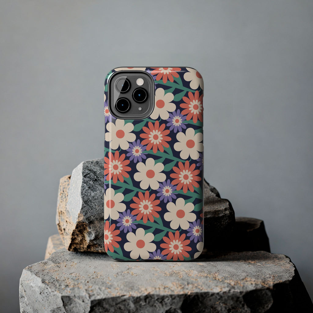 Floral Tough Phone Case — Retro Daisies Protective Phone Cover